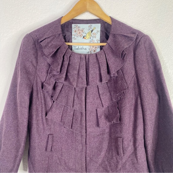 Anthropologie Tabitha Purple Wool Blend Foilage Finder Blazer Jacket - Picture 3 of 8